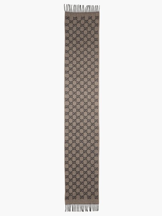 Gucci GG logo-jacquard cashmere scarf