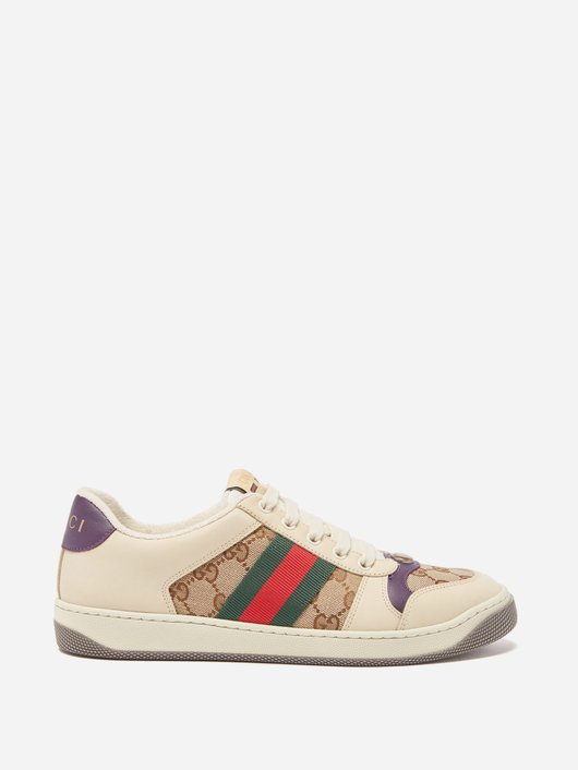 Gucci Screener leather and GG-Supreme canvas trainers