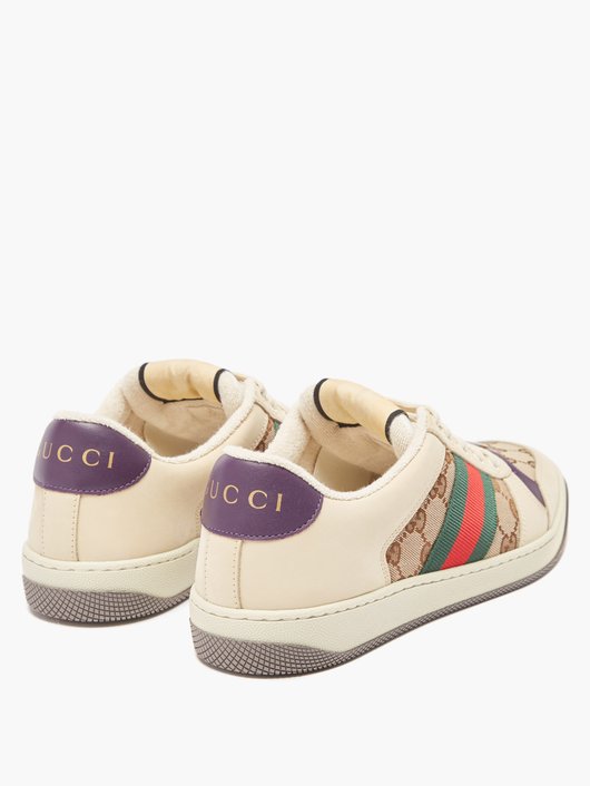 Gucci Screener leather and GG-Supreme canvas trainers