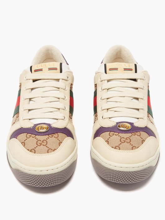 Gucci Screener leather and GG-Supreme canvas trainers