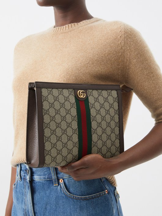 Gucci Ophidia Web-stripe GG-Supreme canvas pouch