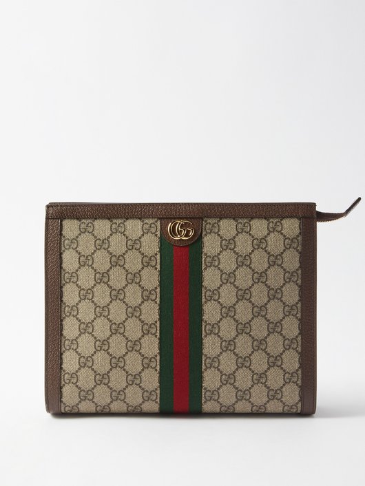 Gucci Ophidia Web-stripe GG-Supreme canvas pouch