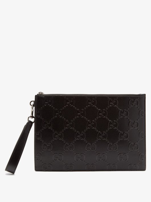 Gucci GG-embossed leather pouch