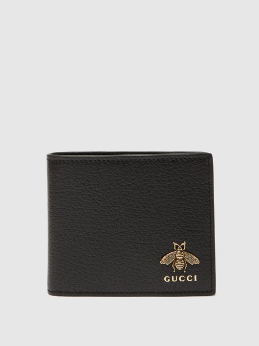 Gucci Bee-plaque leather bi-fold wallet