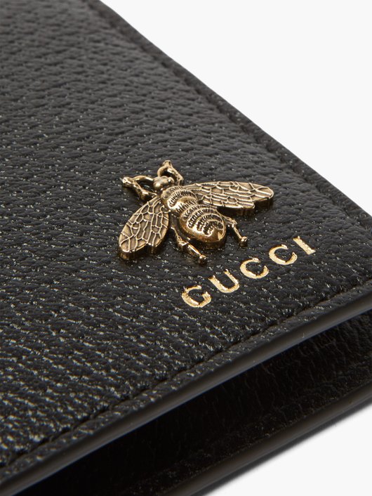 Gucci Bee-plaque leather bi-fold wallet