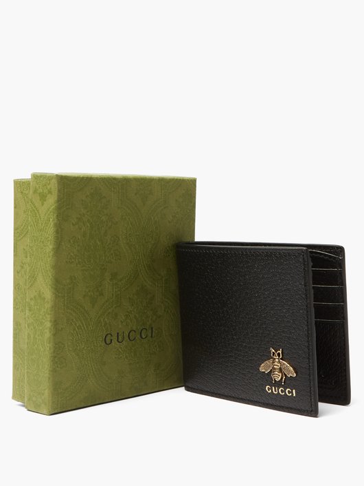 Gucci Bee-plaque leather bi-fold wallet