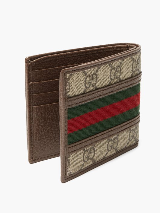 Gucci GG-jacquard canvas and leather bi-fold wallet