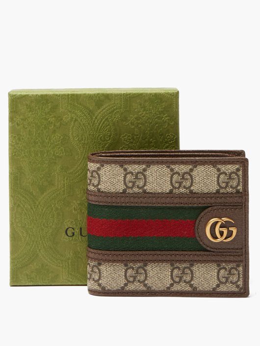 Gucci GG-jacquard canvas and leather bi-fold wallet