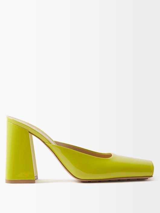 Bottega Veneta Supergloss square-toe leather mules