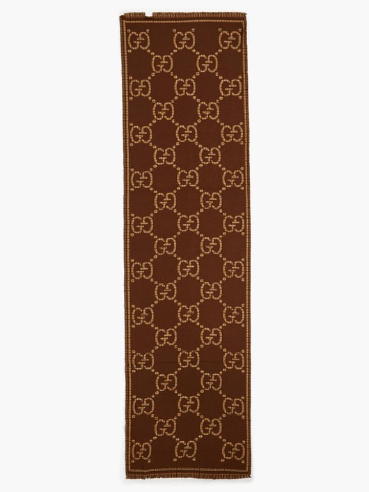 Gucci Logo-jacquard wool-twill scarf