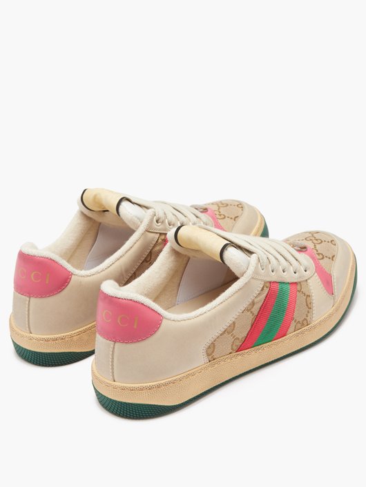 Gucci Screener GG-logo distressed-leather trainers