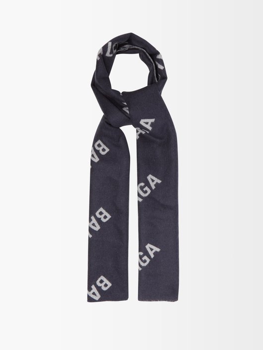 Balenciaga Logo-jacquard wool scarf