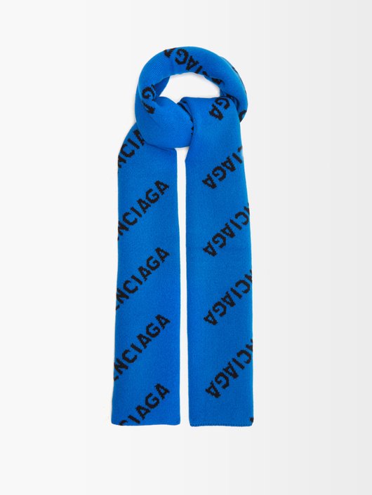 Balenciaga Logo-jacquard wool-blend scarf