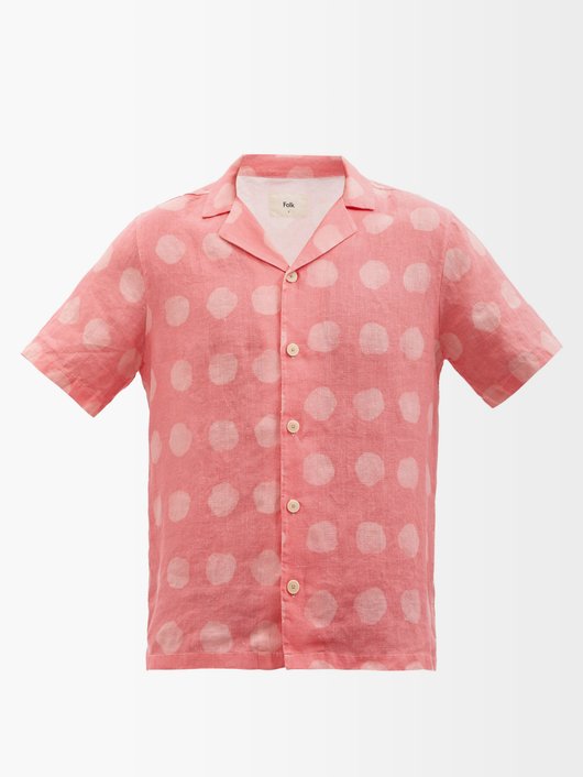 Folk Spot-print linen-voile shirt