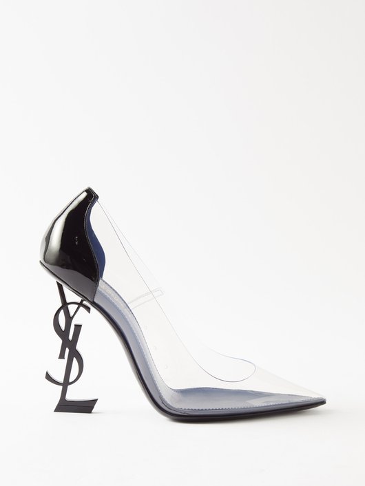 Saint Laurent Opyum YSL-heel leather and PVC pumps