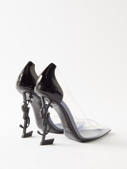 Saint Laurent Opyum YSL-heel leather and PVC pumps