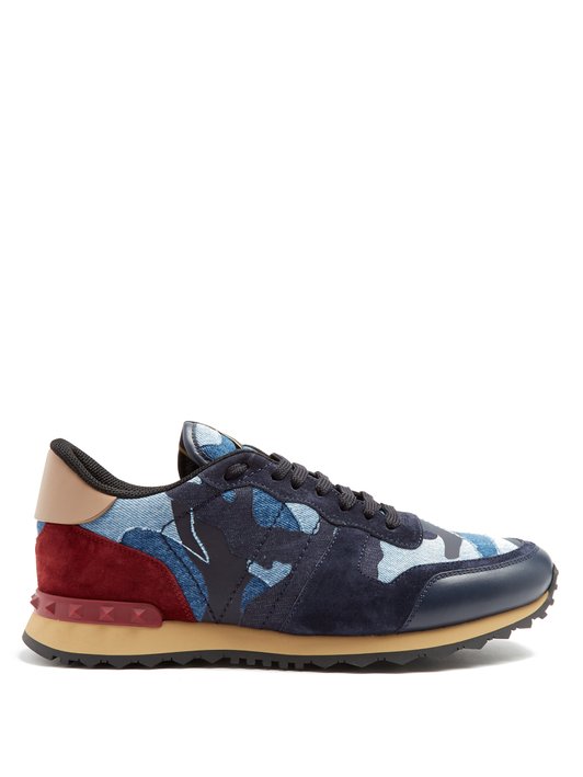 Valentino Rockrunner leather and suede low-top trainers 