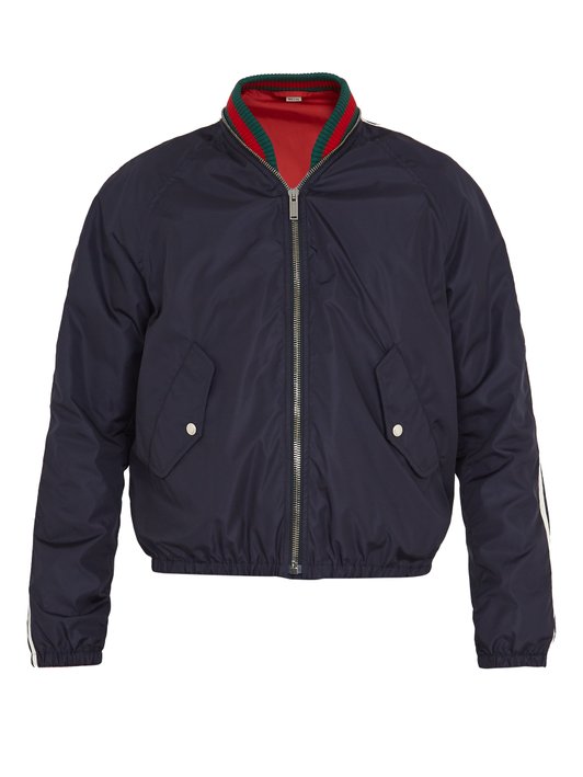 Gucci Web-detail nylon bomber jacket 