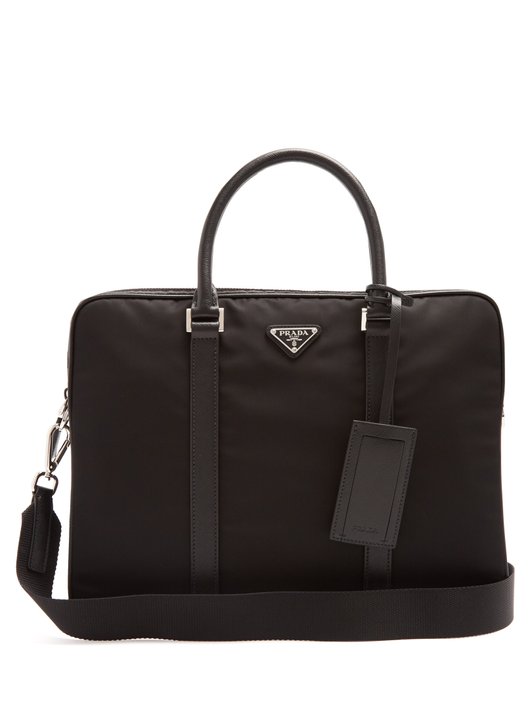 Prada Leather-trimmed nylon briefcase