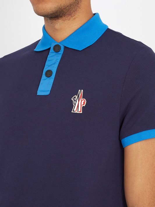 Moncler Grenoble Contrast-trim logo-appliqué cotton polo shirt