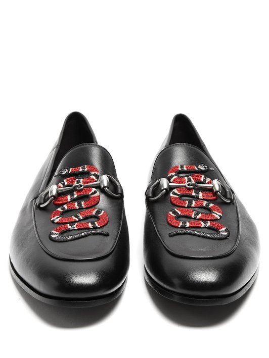 Gucci Brixton snake-appliqué leather loafers
