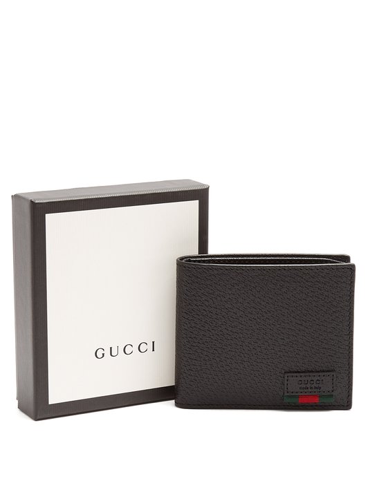 Gucci Web-trim grained-leather wallet