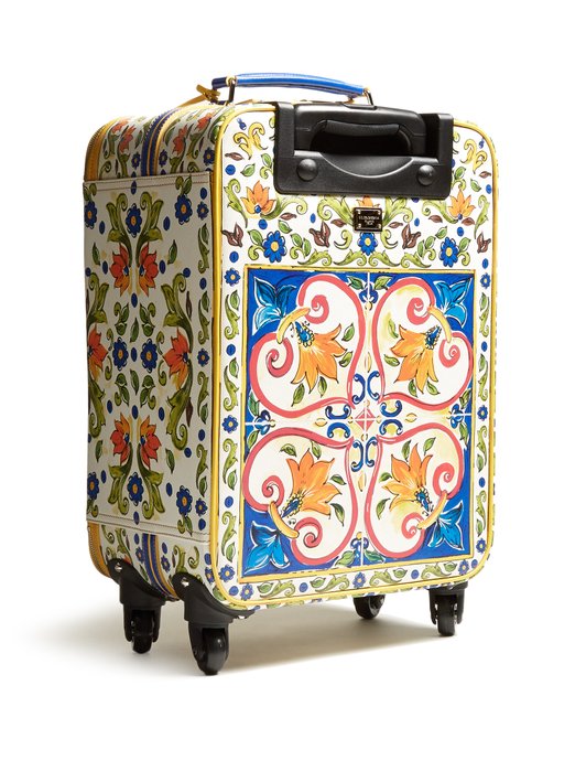Dolce & Gabbana Majolica-print leather suitcase