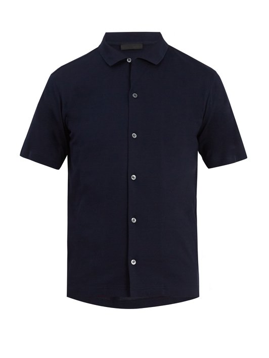 Prada Spread-collar cotton-piqué polo shirt