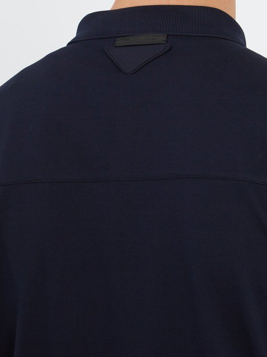 Prada Spread-collar cotton-piqué polo shirt