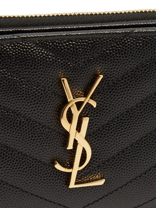 Saint Laurent Monogram quilted pebbled-leather wallet