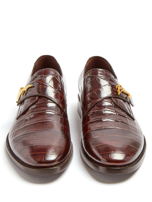 Balenciaga Crocodile-effect leather derby shoes