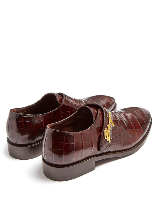 Balenciaga Crocodile-effect leather derby shoes