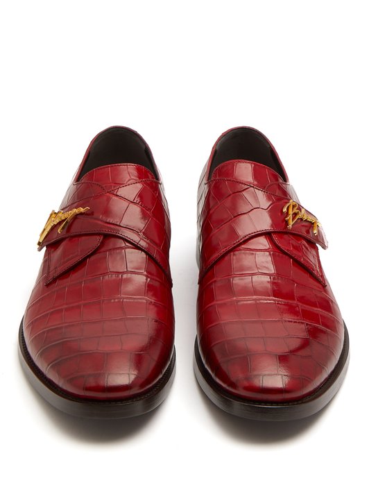 Balenciaga Crocodile-effect leather derby shoes