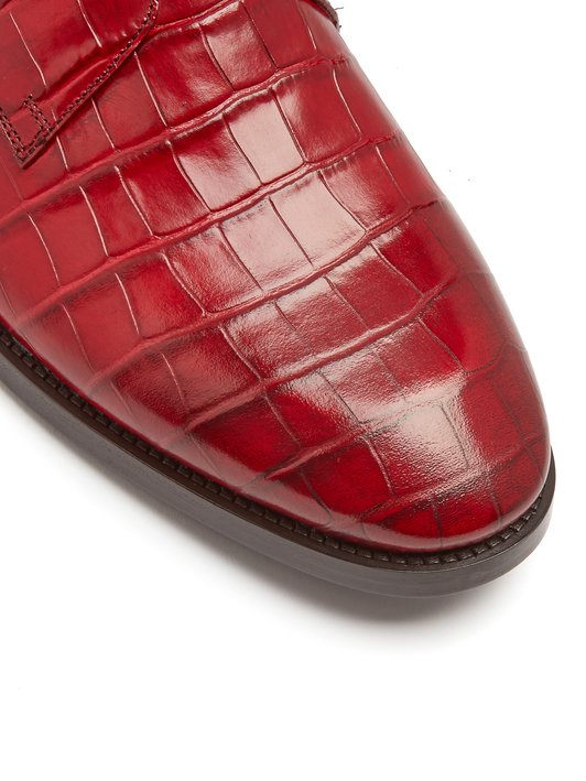 Balenciaga Crocodile-effect leather derby shoes