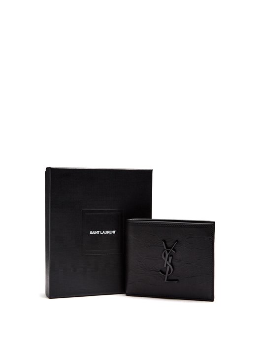 Saint Laurent Monogram crocodile-effect bi-fold leather wallet