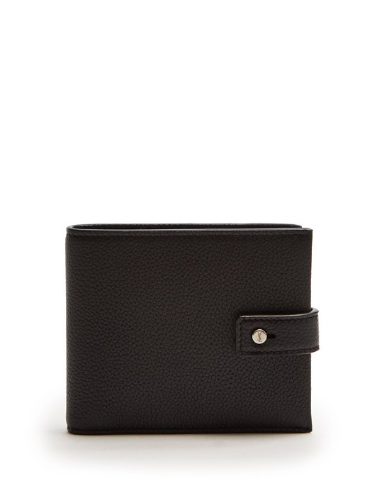 Saint Laurent Stud-strap bi-fold pebbled-leather wallet