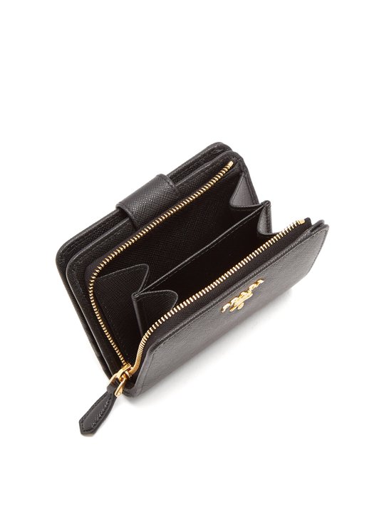 Prada Compact zip-around saffiano leather wallet