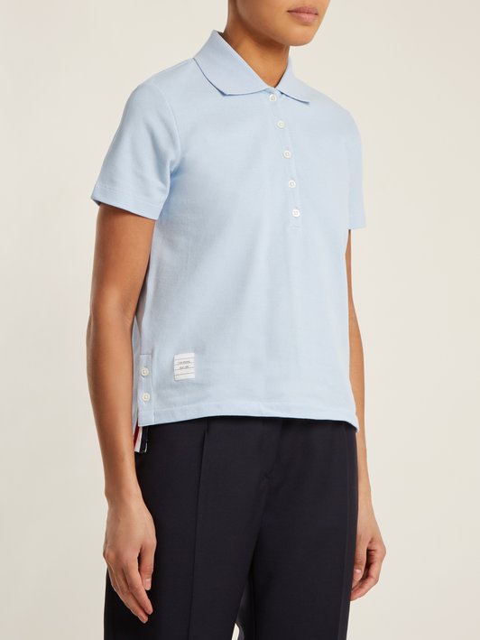 Thom Browne Striped-detail cotton-piqué polo shirt
