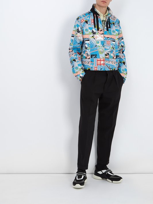 Prada Comic-print stand-collar jacket