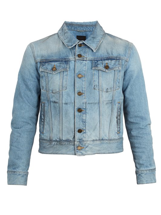 Saint Laurent Grease-effect denim jacket
