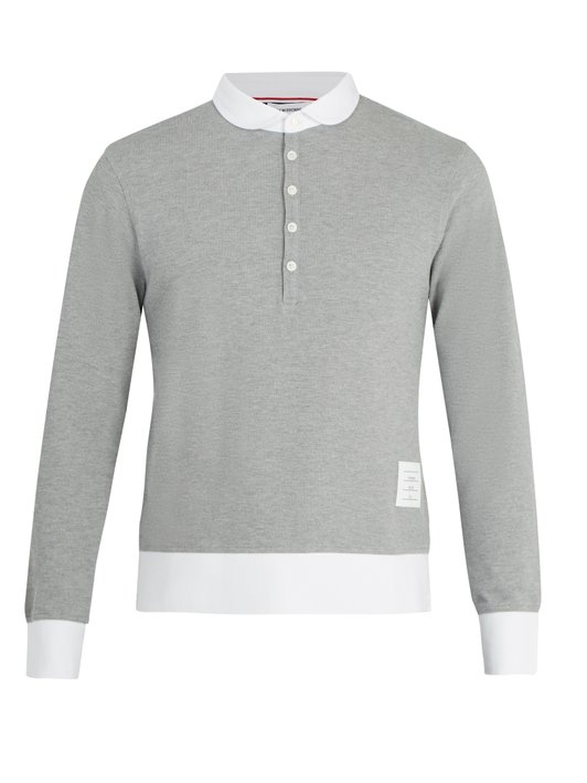 Thom Browne Long-sleeved cotton-piqué polo shirt