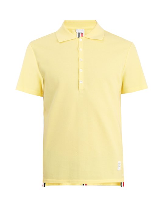 Thom Browne Striped-detail cotton-piqué polo shirt  