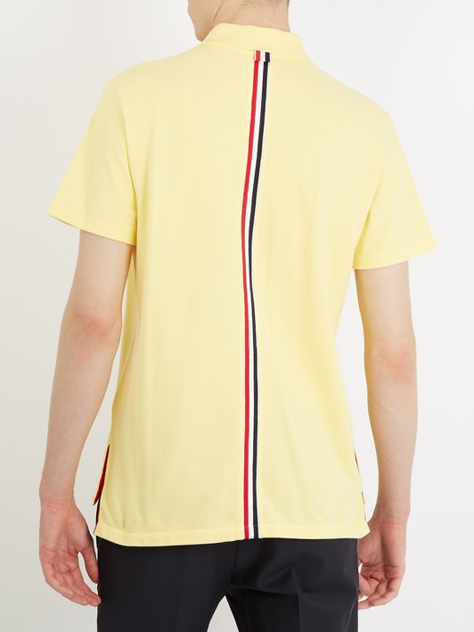 Thom Browne Striped-detail cotton-piqué polo shirt  