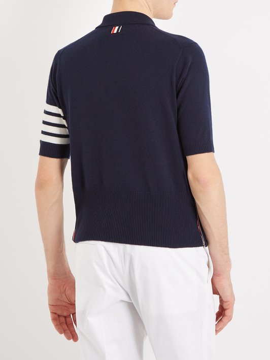 Thom Browne Striped-sleeve cashmere polo shirt	