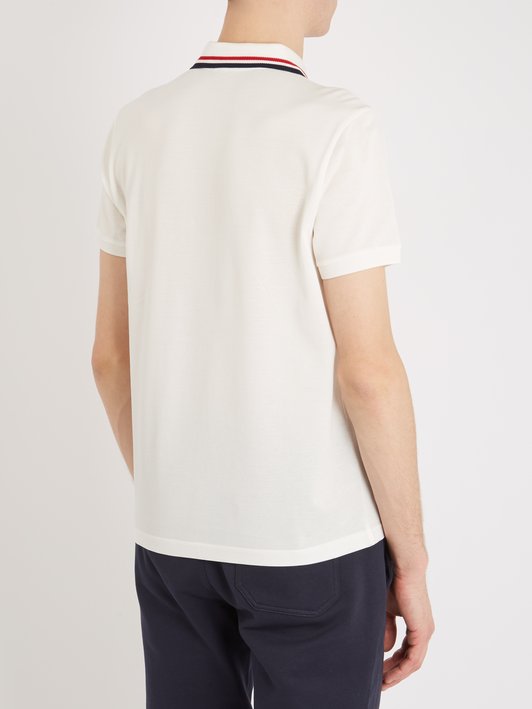 Moncler Contrast striped-collar cotton-piqué polo shirt
