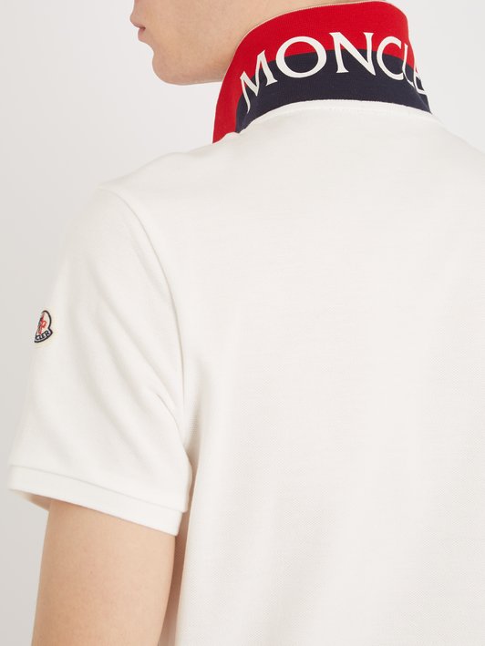 Moncler Contrast reverse-collar cotton-piqué polo shirt