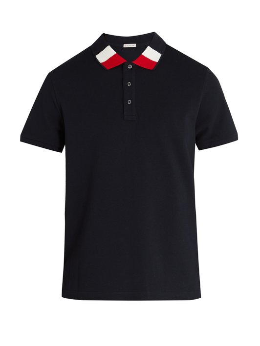 Moncler Contrast-collar cotton-piqué polo shirt