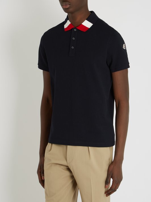 Moncler Contrast-collar cotton-piqué polo shirt