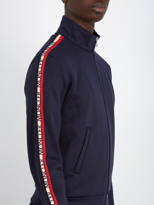 Moncler Hooded logo-stripe jersey jacket