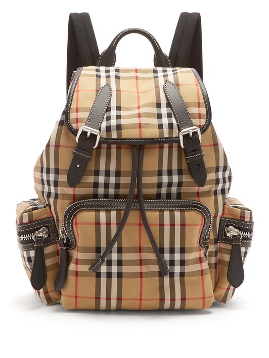 BALO BURBERRY Medium Vintage-check cotton and leather backpack